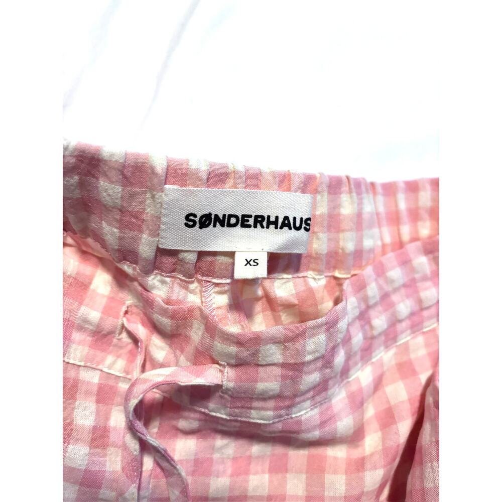 Charming Sonderhaus Peach & Cream Gingham Cotton Pants 100% Cotton XS - Picture 3 of 5